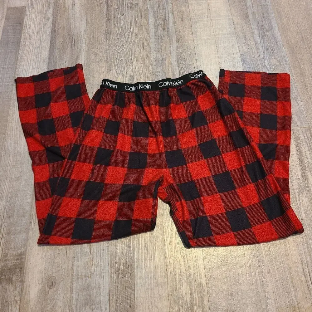𝅺Calvin Klein large 10-12 women's red and black plaid pajama bottoms